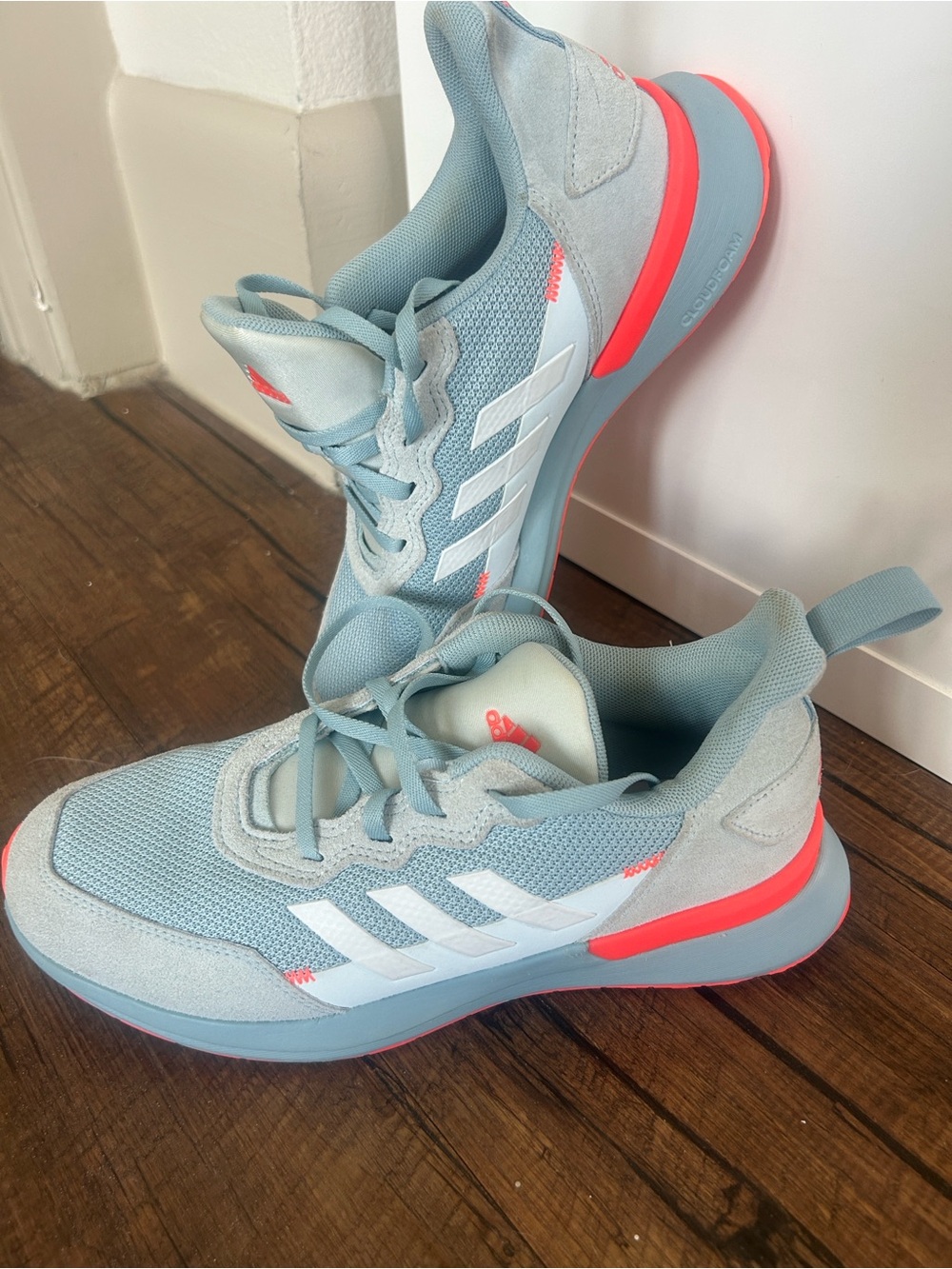 adidas womens Light Blue and orange Sneakers - Picture 4 of 14